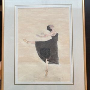 Elegant Ballerina Art Drawing in Gold Frame